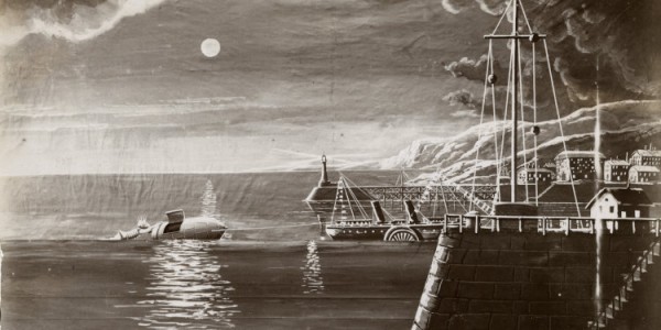 Photo de plateau du Voyage dans la Lune de Georges Méliès (1902) © Stéphane Dabrowski - La Cinémathèque française