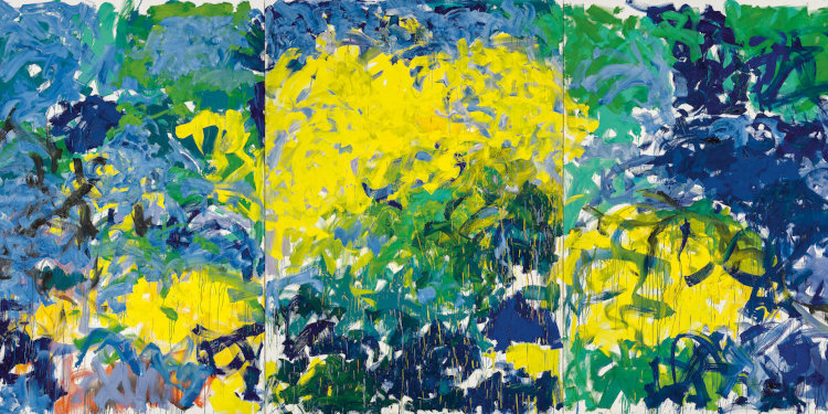 Joan Mitchell, La Grande Vallée XIV (For a Little While), 1983, Huile sur toile, 280 × 600 cm, Musée national d’art moderne, Centre Pompidou, Paris © The Estate of Joan Mitchell