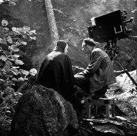 Bengt Ekerot et Ingmar Bergman sur le tournage du film « Le Septième Sceau »
