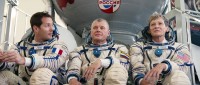Le spationaute Thomas Pesquet, le cosmonaute russe Oleg Novitski, la chercheuse en biochimie américaine et astronaute de la NASA Peggy Whitson