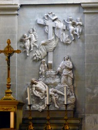 Le Christ descendu de la Croix par Eustache Nourrisson et Robert Le Lorrain (bas-relief, 1705)