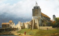 La tour du télégraphe sur le chœur de l'église (situation entre 1794 et 1844), de Jacques Auguste Regnier
