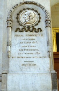 Plaque commémorant l'inhumation de Pierre Corneille