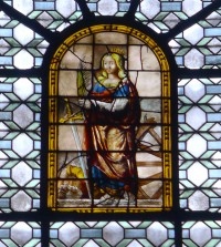 Sainte Catherine d'Alexandrie, médaillon central du vitrail de la chapelle Sainte-Geneviève (c. 1670)