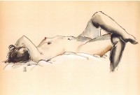 Jean Jouvin, Akiko, format 4228 cm, technique aquarelle sur encre sépia