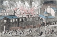 Vue du feu pris à la Salle de l'Opéra de Paris le 6 avril 1763