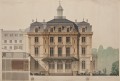 Dessin aquarellé de la façade sur rue, Denis-Louis Destors, 1876

