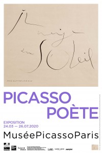 Picasso poète - Affiche de l'exposition - Pablo Picasso, « Sur le dos de l’immense tranche de melon ardent », 1935, dessin à la plume, dessin au crayon de couleur, encre de Chine, vergé, Musée national Picasso-Paris