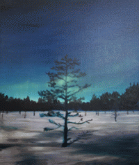 White pine nightscape #4, 2020, Huile sur toile, 55 x 46 cm