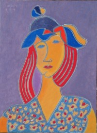 La Rousse au chapeau, 2014, huile, 81x60 cm