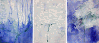 Blancs 1, 2 et 6, 2019, huile et pigment sur velin d'Arches, 76x56 cm chacun