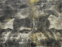 Du cycle J’ai voulu être général, mais la guerre a été trop courte, Le cavalier, linogravure,
215 x 246 cm, 2014