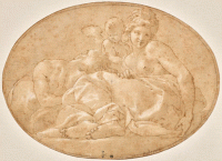 Francesco Primaticcio, dit le Primatice
(Bologne, 1504 - Paris, 1570)
Séléné et Endymion
Plume et encre brune, rehaut de gouache blanche
Musée Condé, DE 151