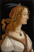 Alessandro Filipepi dit Botticelli (vers 1445 – 1510), Portrait de jeune femme dit La Belle Simonetta, vers 1485, tempera
et huile sur bois de peuplier, 81,8 × 54 cm, Francfort-sur-le-Main, Städel Museum