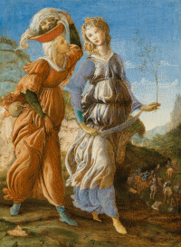 Alessandro Filipepi dit Botticelli (vers 1445 – 1510) et Filippino Lippi (1457 – 1504), Le retour de Judith à Béthulie
(recto), 1469-1470, tempera sur bois, 29,2 x 21,6 cm, Cincinnati, Cincinnati Art Museum, Fonds John J. Emery,
1954.463