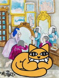 M.CHAT
C'est chat la noblesse, 2021 Technique mixte sur toile 40 x 30 cm
Signée et titrée au dos