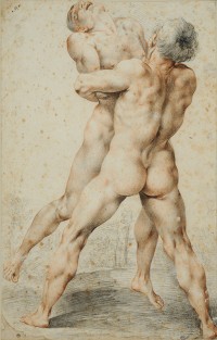 Giuseppe Cesari dit le Cavalier d’Arpin (1568-1640) Hercule et Antée Sanguine et pierre noire 