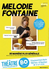 Affiche Mélodie Fontaine - De manière plus générale - Théâtre BO Saint-Martin