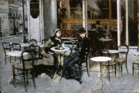 Giovanni Boldini, Conversation au café, 1879, huile sur bois, Collection particulière