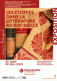 Affiche de l'exposition Étoffes et littérature : les textiles dans la littérature du XIXe siècle