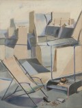Jean Hélion, "Chapeau pour les Toits", 1960, huile sur toile, 65 x 50 cm 
