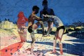 Julien GRAIZELY , Plage game - Acrylic, chalk, ink and marker - Acrylique, craie, encre et feutre - 114 x 162 cm - 44.8 x 63.7 in.