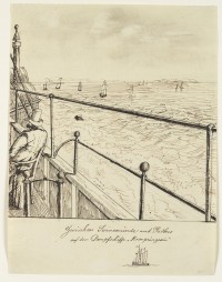 Johan Christian Dahl (1788-1857),
À bord du « Kronprinzessin » entre Swinemünde et Putbus, 1843,
Graphite, plume et encre de Chine,
Acquis en 2020