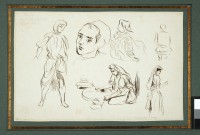 Eugène Delacroix (1798-1863), Feuille d'études, exécutée pendant le séjour de l'artiste au Maroc, 1832 Plume, encre noire,
Acquis en 2007
