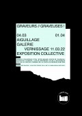 Affiche de l'exposition Graveurs // Graveuses ! à la Galerie L'Aiguillage