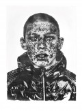 Marie Boralevi,
« Bully (the other die but not me) »,
Graphite et mixed media sur papier,
  100 × 140 cm, 2020