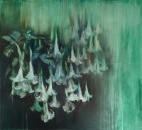 Neda Arizanovic "Angels Trumpets",
2021,
huile sur toile,
110x120cm