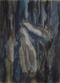 Bernard Saby, Sans titre 1955,  Miniature, huile sur toile - 22 x 16 cm. Exposition au Musée d'Art Moderne de la Ville de Paris,
rétrospective de 1986, étiquette du musée n°157 au dos
