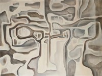 Bernard Saby, Sans titre 1958, Huile sur toile - 97 x 130cm.
Exposition au Musée d'Art Moderne de la Ville de Paris,
rétrospective de 1986, étiquette n°33 du musée au dos.