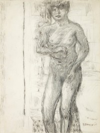 Pierre BONNARD (1867-1947),
Nu à la toilette,
vers 1910,
Mine de plomb sur papier,
37 x 28 cm,
Signé en bas à droite