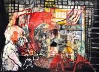 Sergio MOSCONA,
"Quebrando estructuras", 2021, Acrylique sur papier, 56 x 76 cm