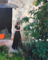 Sandrine RONDARD, Lucie et la robe noire, 162 x 130 cm, huile sur toile, 2022
