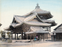 Rokkakudō temple, Kyōto,
Vers 1877,
Tirage à l'albumine colorié à la main