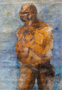 Sadikou Oukpedjo,
Mémoires d’un continent #10,
2022,
Technique mixte sur toile,
155 x 105 cm