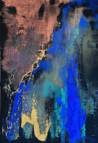 Décomposition d'une renaissance - #31/2020, Acrylique sur toile / pigments / feuilles d’or - 135 cm X 195 cm 