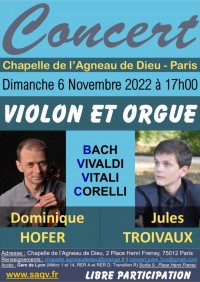 Affiche du concert Dominique Hofer et Jules Troivaux à la Chapelle de l'Agneau de Dieu