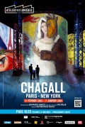 Affiche de l'exposition Chagall, Paris – New York à l'Atelier des Lumières