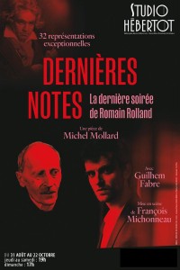 Affiche Dernières notes, la dernière soirée de Romain Rolland - Studio Hébertot