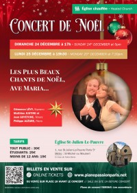 Affiche Clémence Lévy et Matthieu Justine en concert de Noël à l'Église Saint-Julien-le-Pauvre