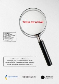 Affiche de l'exposition "Tintin est arrivé" au Centre culturel de l'Ambassade d'Ukraine