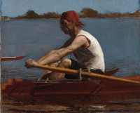 Thomas EAKINS, John Biglin in a Single Scull (détail), 1874 - Huile sur toile, 61,9 × 40,6 cm, New Haven, Yale University Art Gallery, Whitney Collections of Sporting Art, given in memory of Harry, Payne Whitney, B.A. 1894, and Payne Whitney, B.A. 1898, by, Francis P. Garvan, B.A. 1897, M.A. (Hon.) 1922 