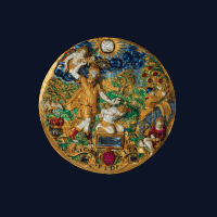 Enseigne à chapeau : le Sacrifice d’Isaac,
Paris (?), vers 1550-1560,
Or, émail, diamants, rubis, saphir,
Collection Al Thani