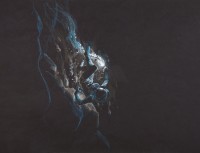 James Cameron, Esquisse pour la scène finale de The Abyss, milieu des années 80, 66 x 65 cm Prismacolor et peinture blanche sur papier noir, Avatar Alliance Foundation