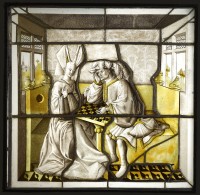 Vitrail: les joueurs d’échecs,
XVe
siècle,
Grisaille, jaune d’argent,
Cl. 23422,
Paris, musée de Cluny - musée national du Moyen
Âge
