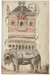 Jacopo Bellini (1396 - 1470)
Allégorie de la république de Venise, dans Jacopo Antonio Marcello, Passio Mauritii et sotiorum ejus Venise, 1453
Tempera sur parchemin

