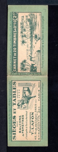 Visitez la Tunisie,
couverture du carnet
de timbres-poste,
héliogravure, 1922.